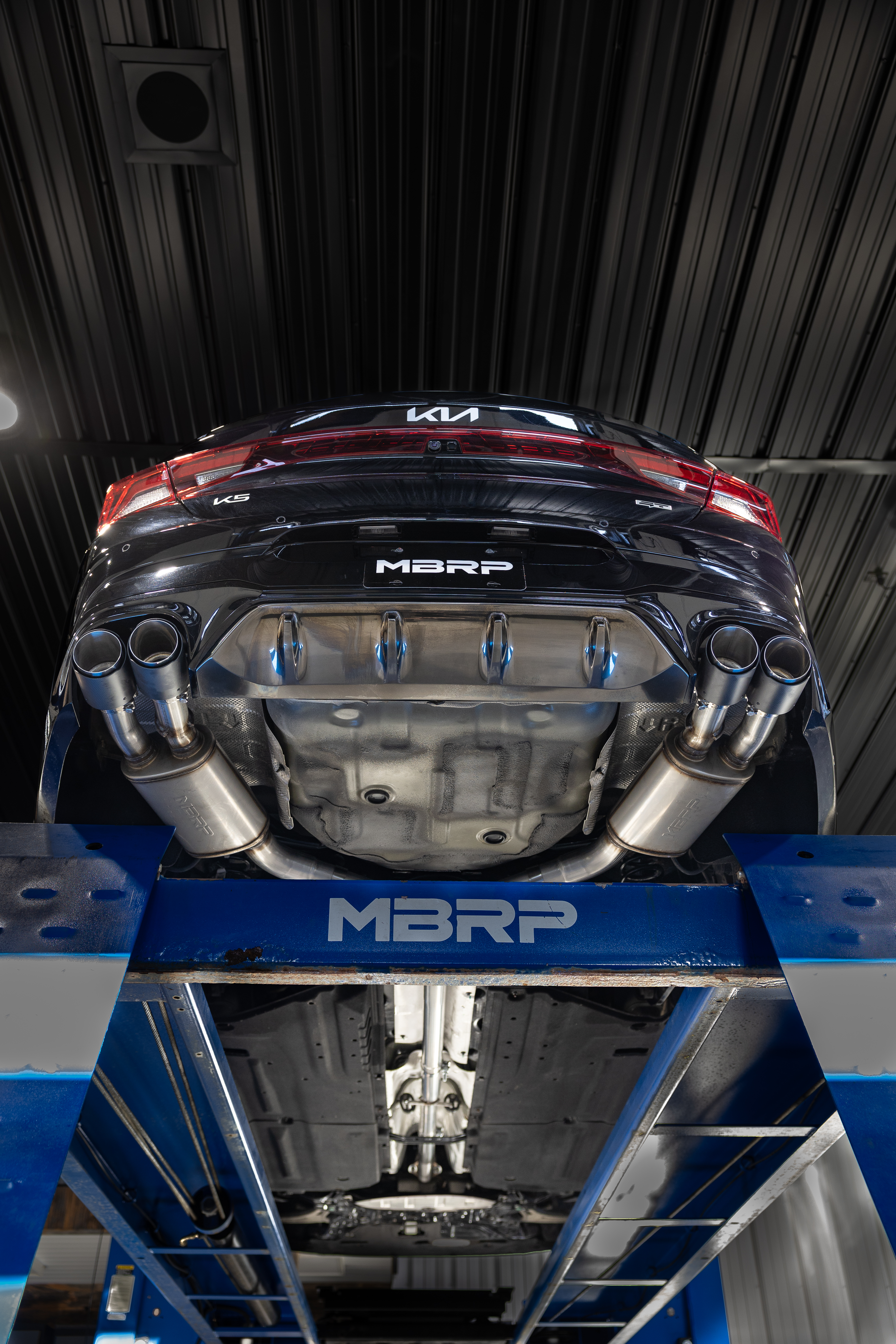 MBRP Exhaust 2.5\" Cat Back, Quad Split Rear, With Carbon Fiber Tips T304